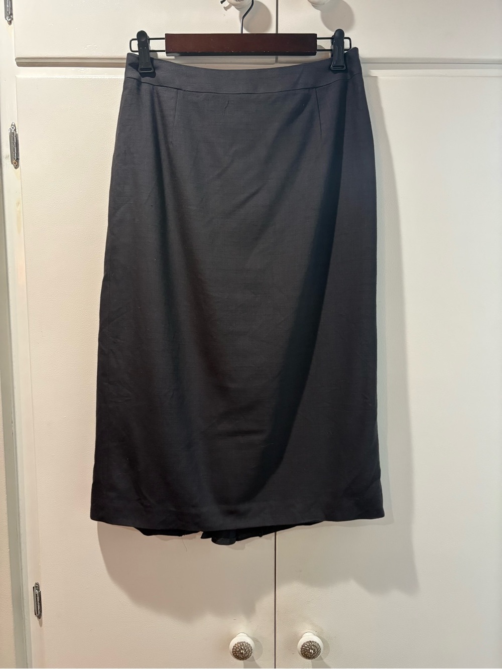 Talbots Black Midi Straight Skirt Wool